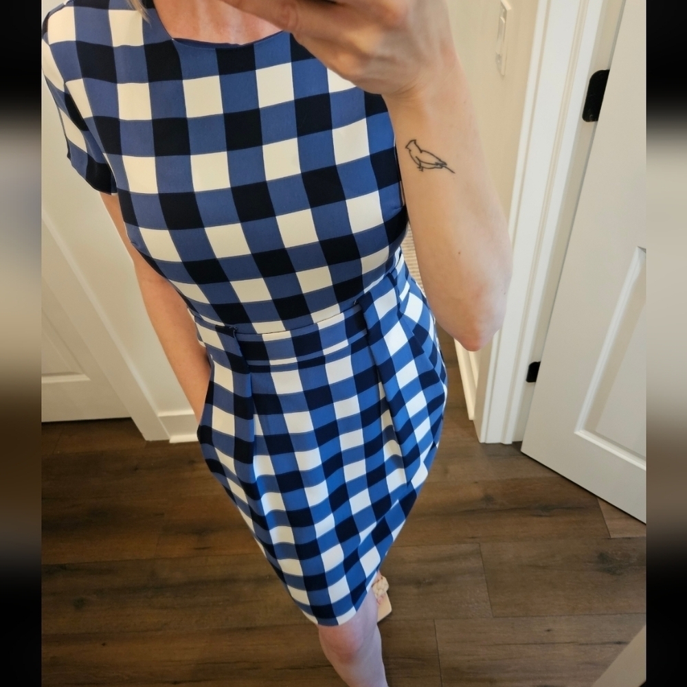 NWT Cynthia Steffe Blue and White Checkered Dress - Size 0 - Picture 7 of 16